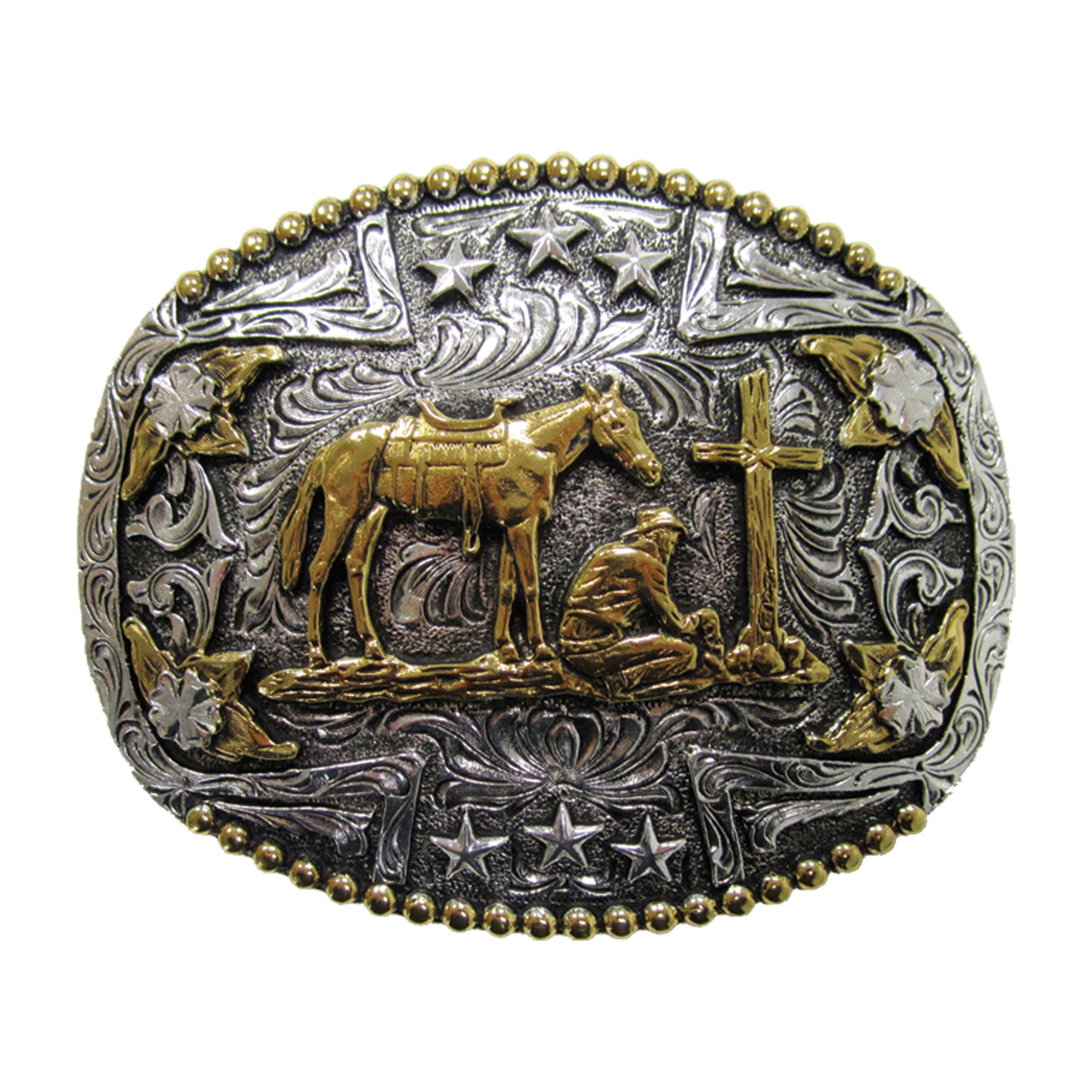 Scalloped Praying Cowboy Buckle - AndWest