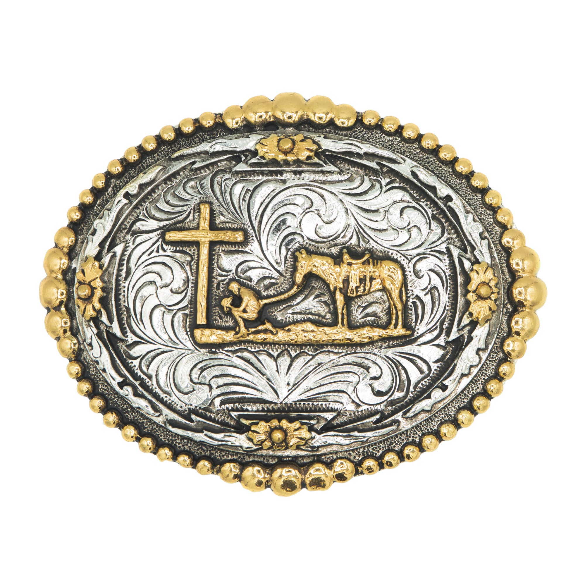 Scalloped Praying Cowboy Buckle - AndWest