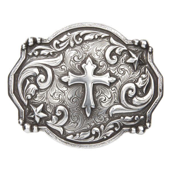 Scalloped Varied Edge Cross with Scrolls Buckle - AndWest