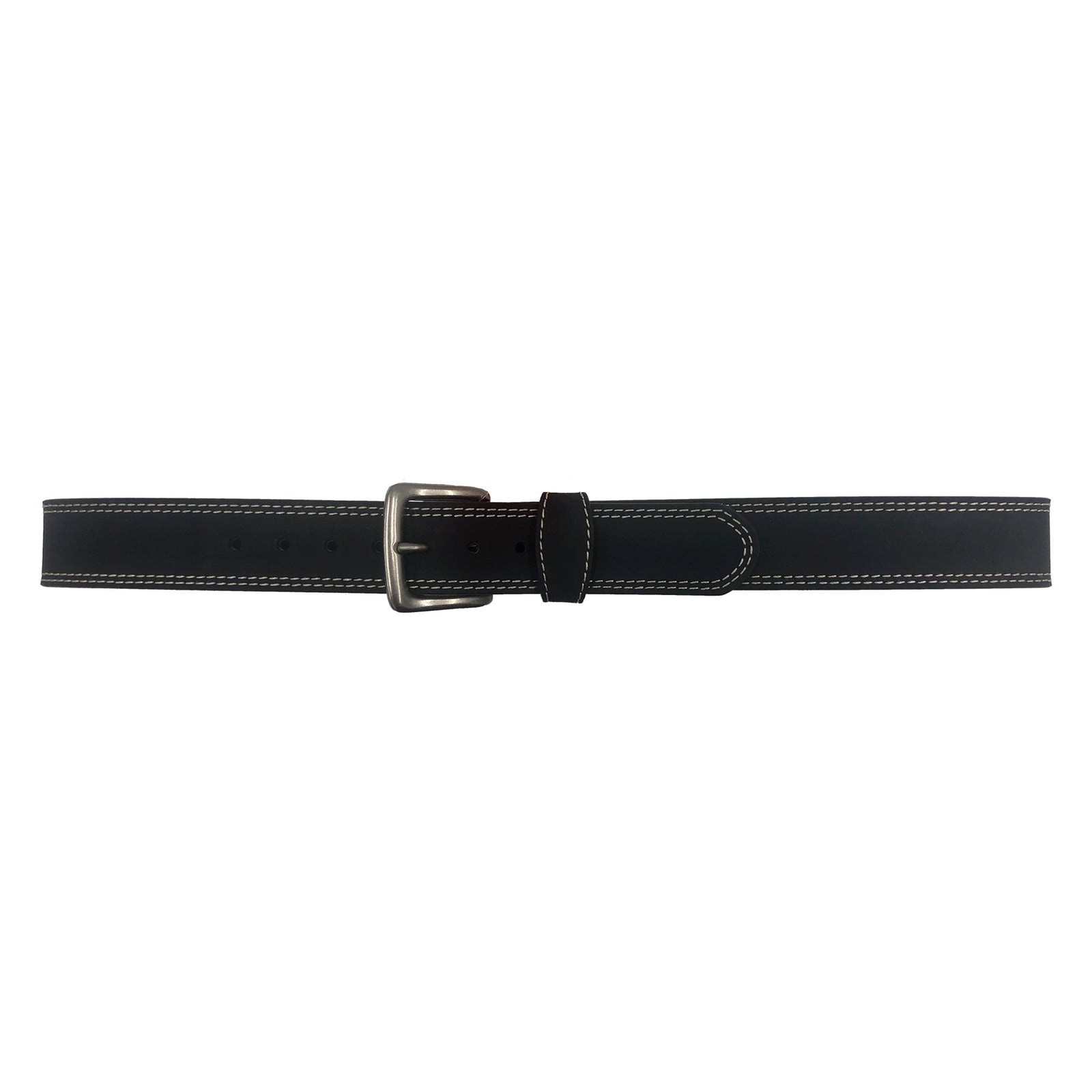 1 1/2' Smooth Black Leather Belt With Double Loop 