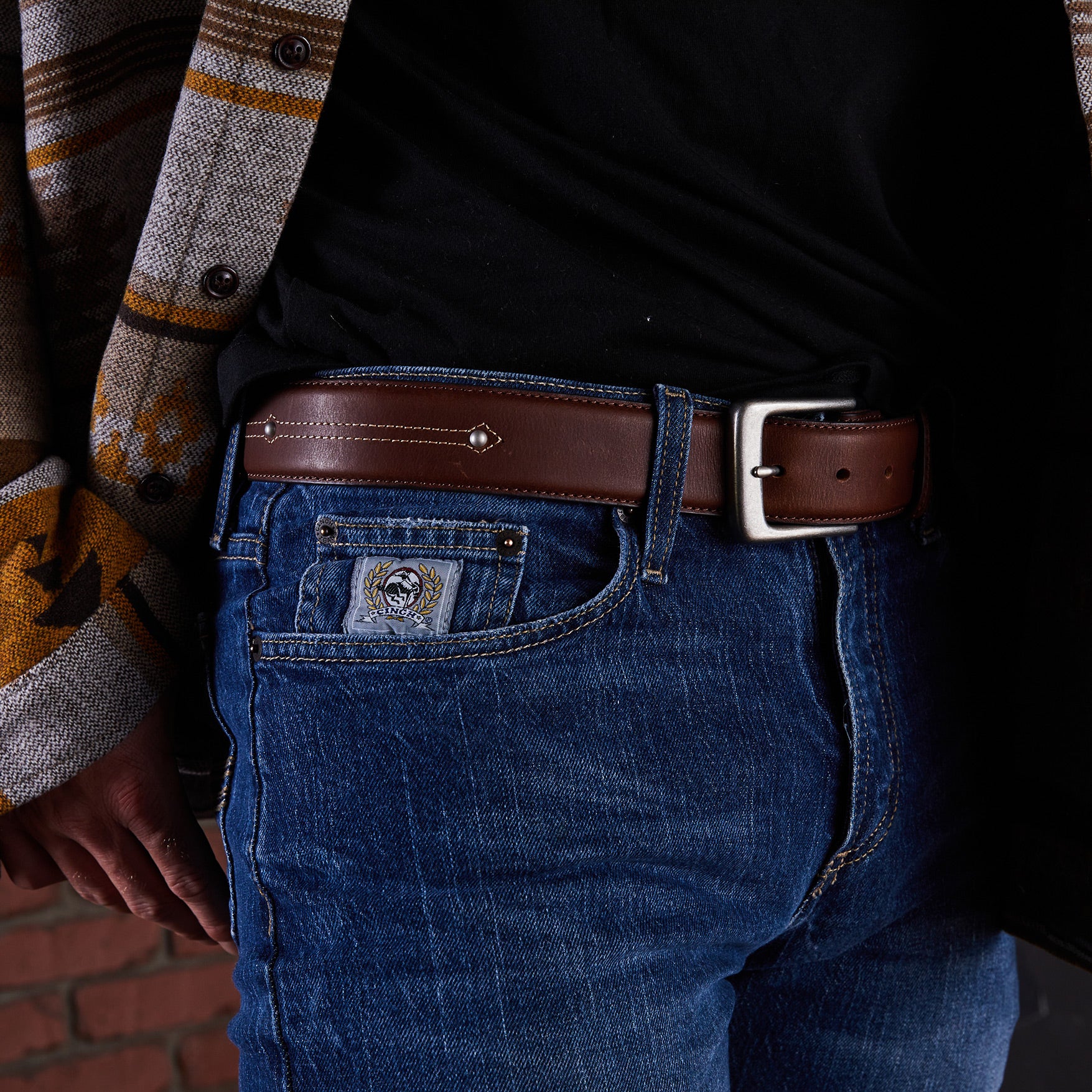 1 1/2 Roller Buckle Double Stitch Belt - AndWest