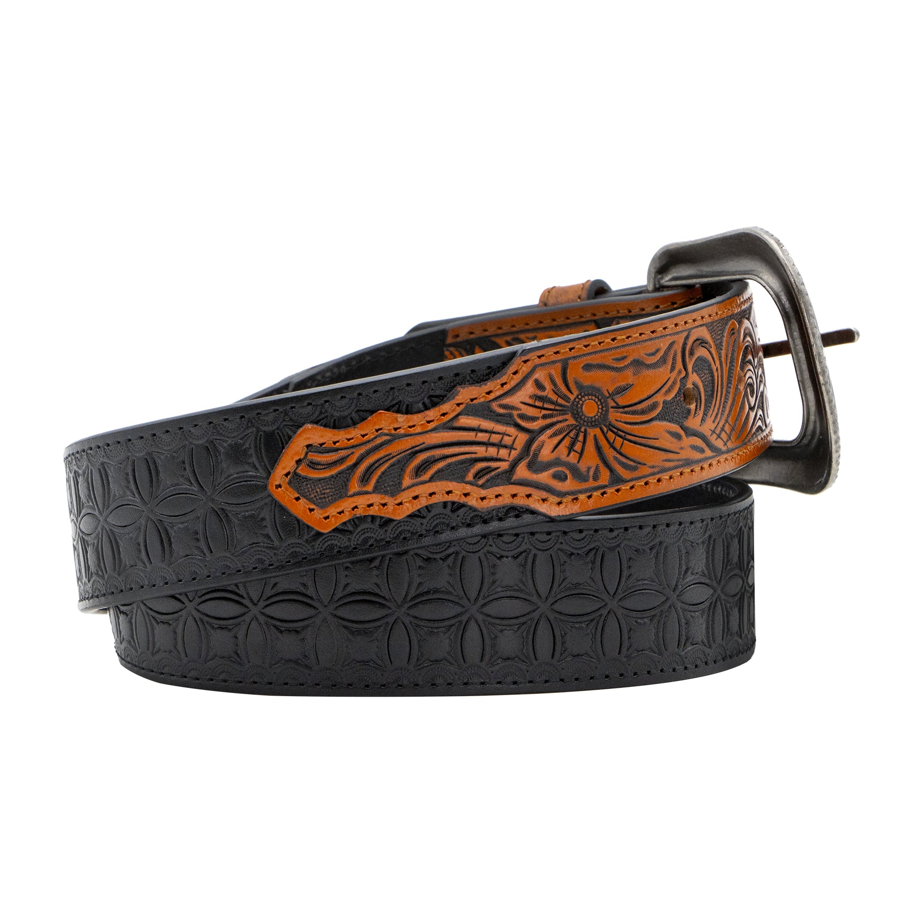 1 1/2 Tooled Buckin' Bronc Rider Buckle Belt - AndWest