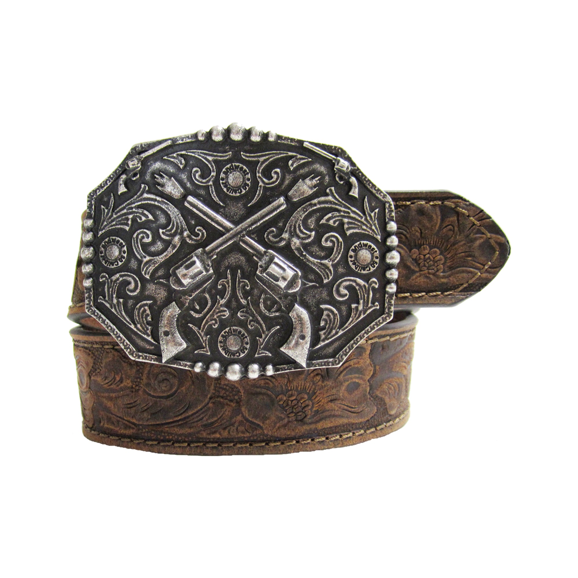 1 1/2 Longhorn Berry Edge Plaque Buckle Belt - AndWest