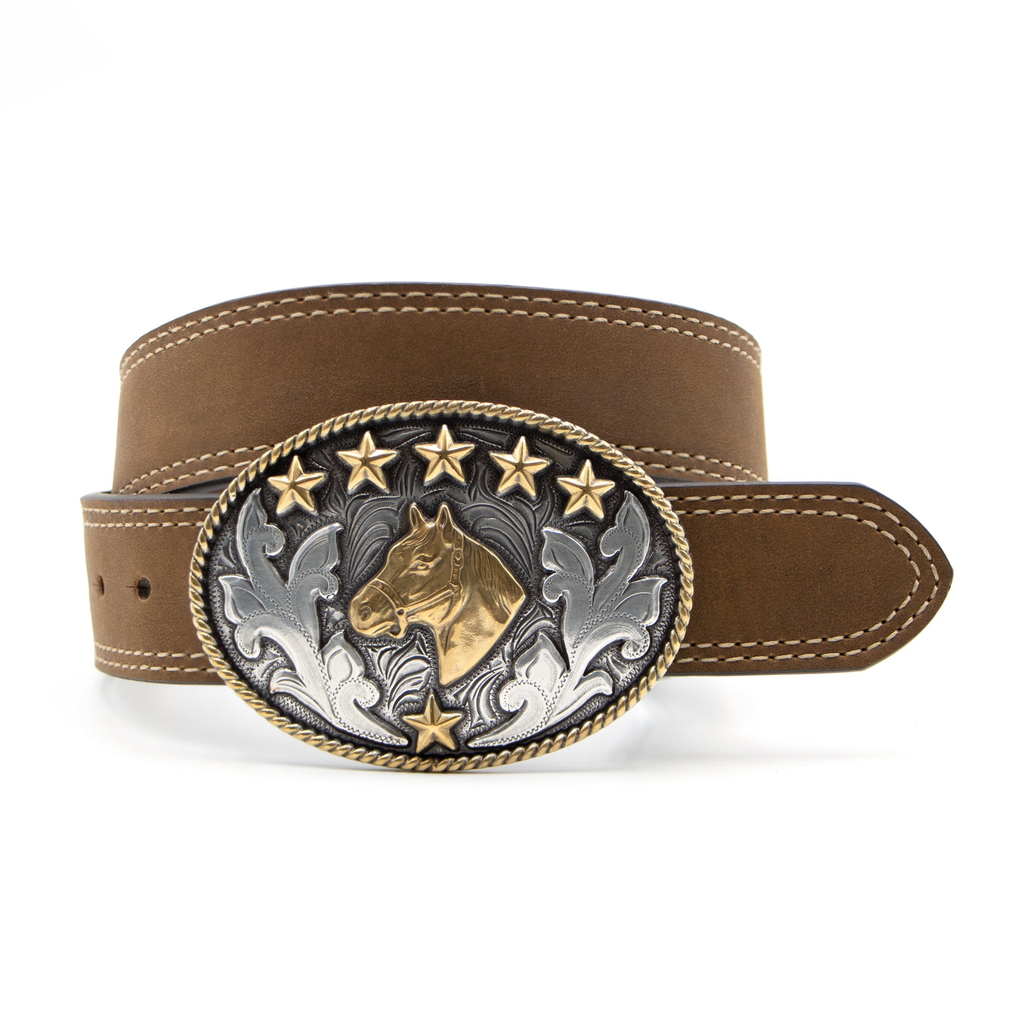 1 1/2 Longhorn Berry Edge Plaque Buckle Belt - AndWest