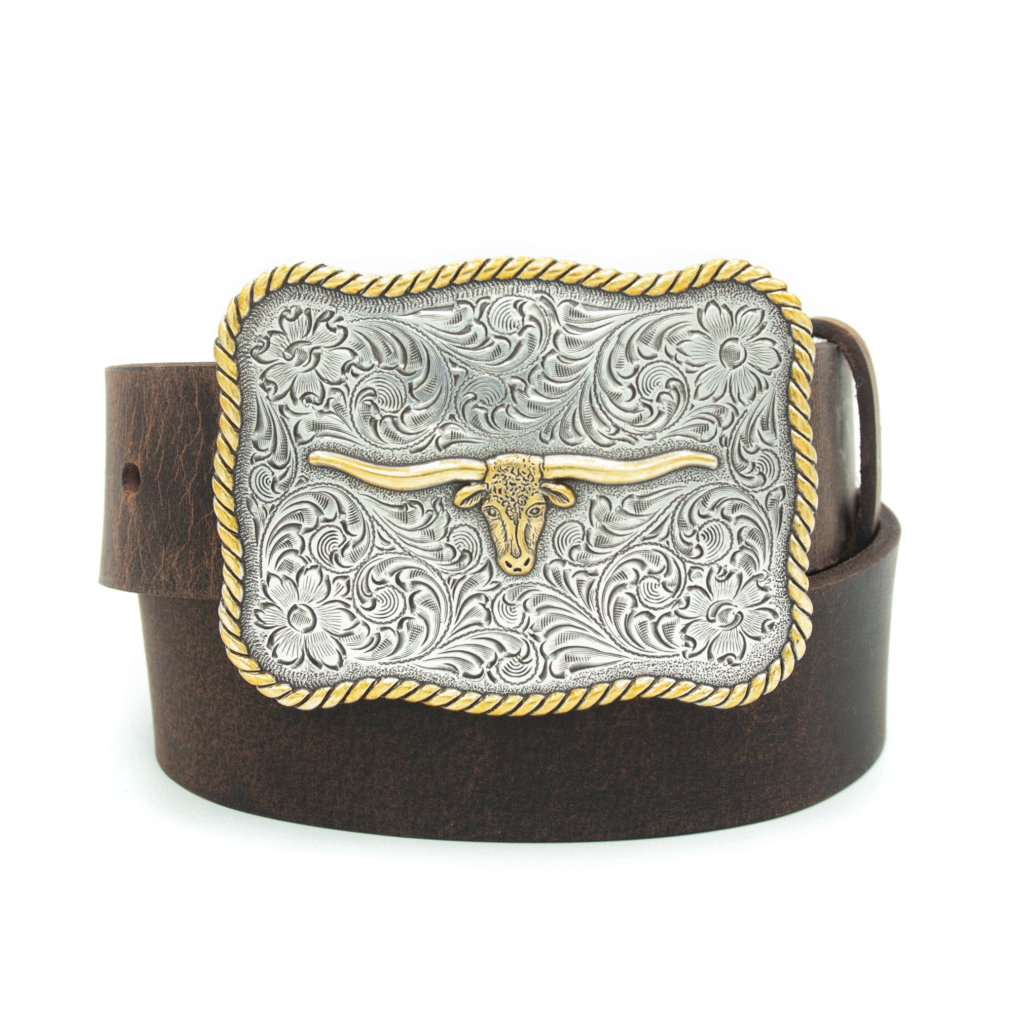 1 1/2 Tooled Buckin' Bronc Rider Buckle Belt - AndWest