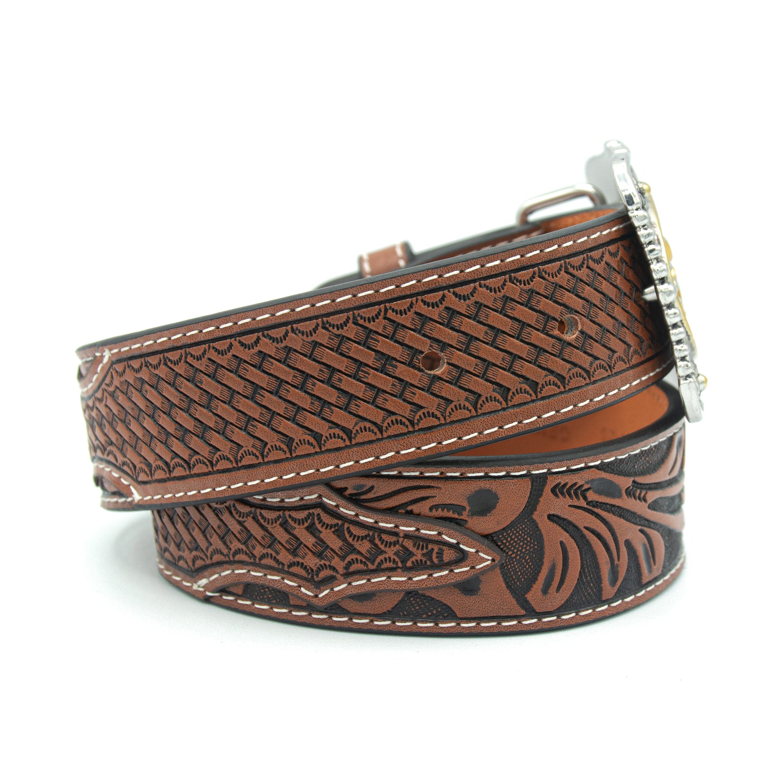 1 1/2 Scalloped Longhorn Western Buckle Belt