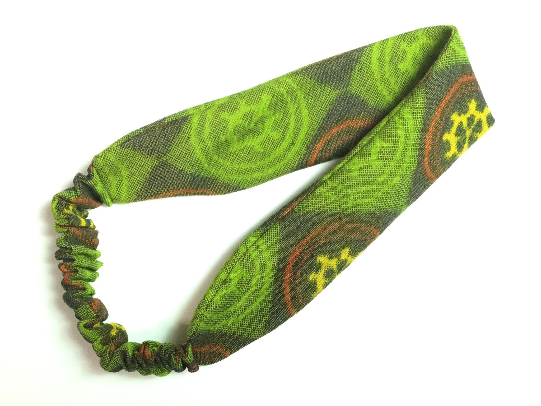 Headband Green Brown Yellow Pattern ヘアバンド 緑と茶色 模様 Megumi Project