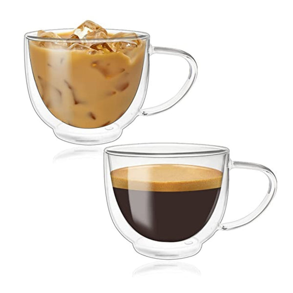 Set of 2 pcs double wall Nestle Nespresso glass coffee cups mugs
