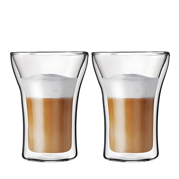 Mikasa Caffeine Double Wall Glass Mug and Stemless Wine Glass, Set of 2, Clear