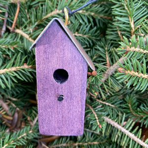 Birdhouse Ornaments - made from re-purposed materials