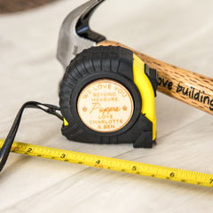 Personalised tape measure and hammer