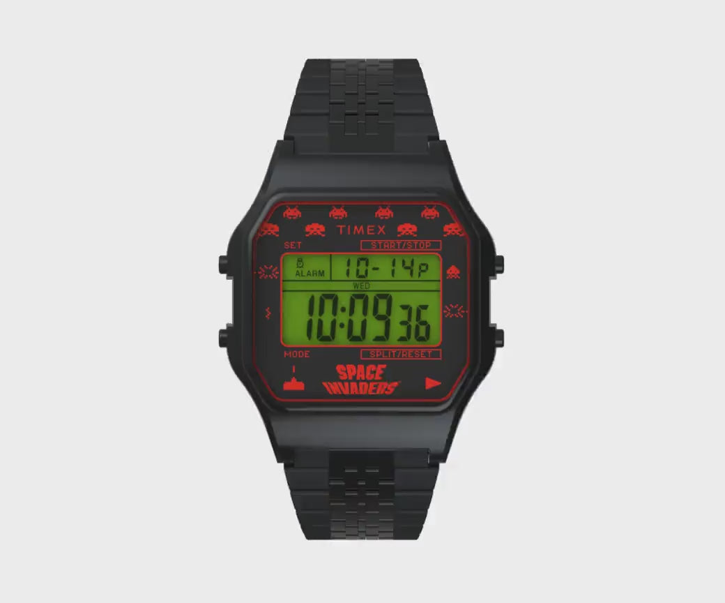 Timex 80 Space Invaders Digital 34mm Stainless Steel Band – Timex 