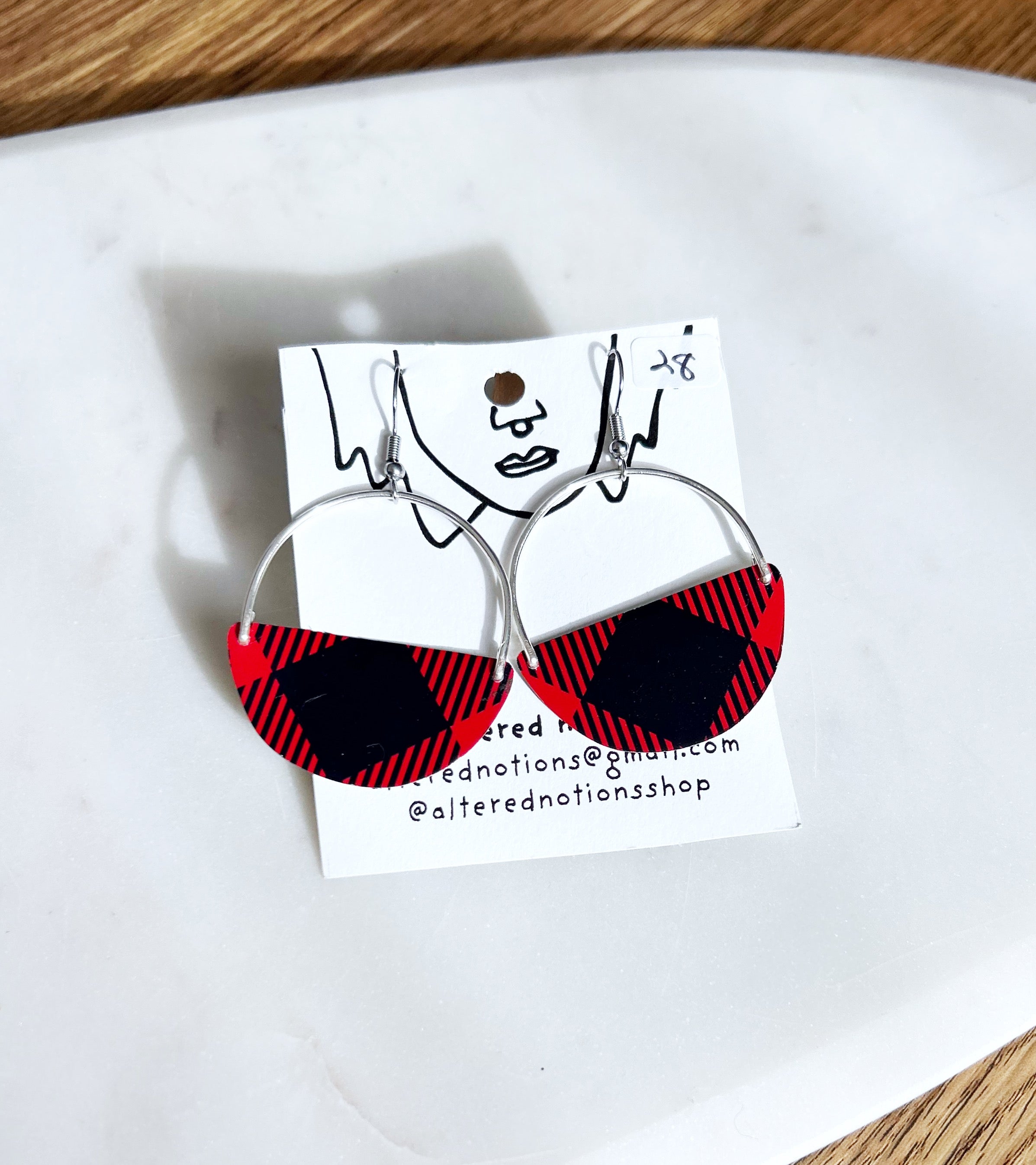 Buffalo Check Large Hoop Earrings