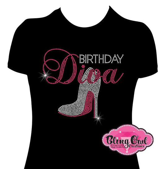 Stepping into my Birthday Like a Queen Bling Rhinestone shirt - Steppin'Out  Boutique