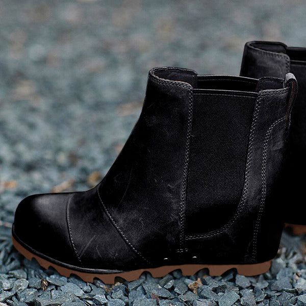 slip on wedge boots