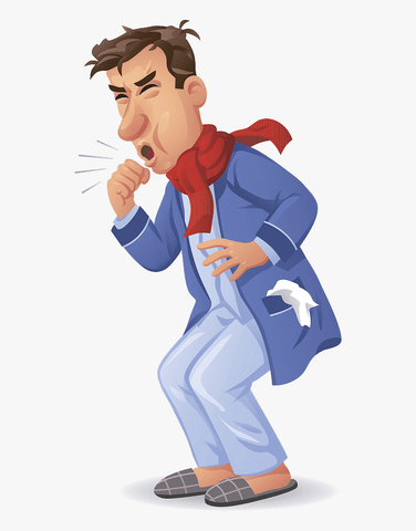 coughing man in cartoon