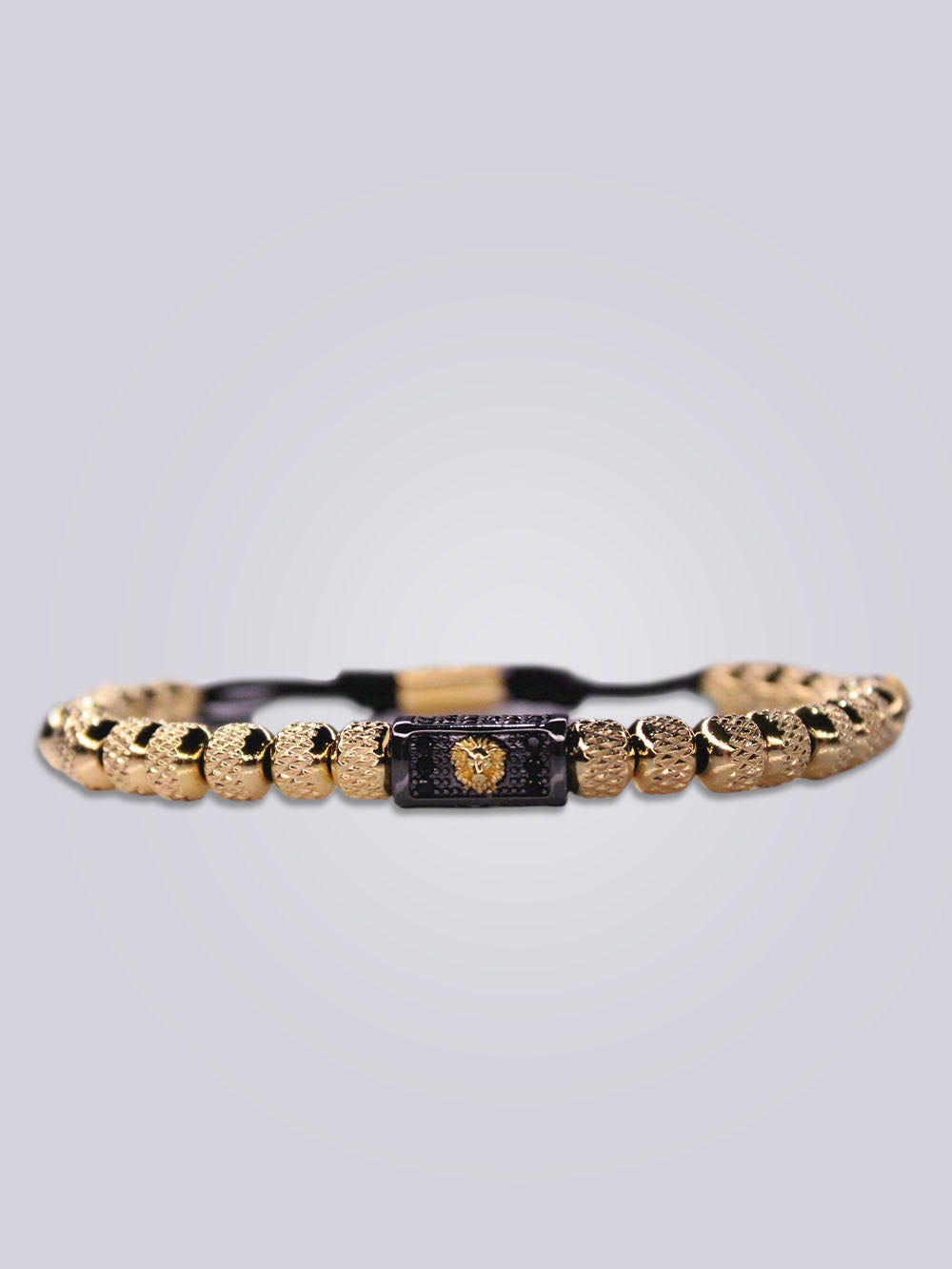 Burbank Gold Lion Black Stackable Lavastone Beaded Bracelets – The Dark Knot