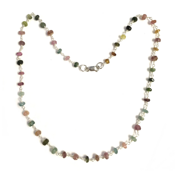 Sterling Silver and Semi-Precious Stone Beaded Chain Necklace