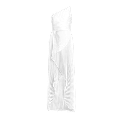 One-Shoulder Draped Tie-Dyed Silk-Satin Maxi Dress – SemSem