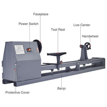 Load image into Gallery viewer, Electric Wood Lathe 14&quot; x 40&quot; Power Wood Turning Lathe 350W 4 Speed Benchtop - Kaiezen
