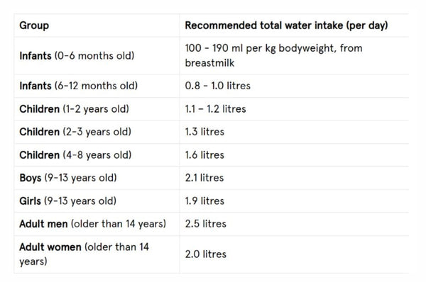 recommended daily water intake