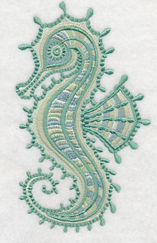 Seahorse Embroidered Bath Hand Towel. Beautifully Detailed in Coppery –  Kellytwins