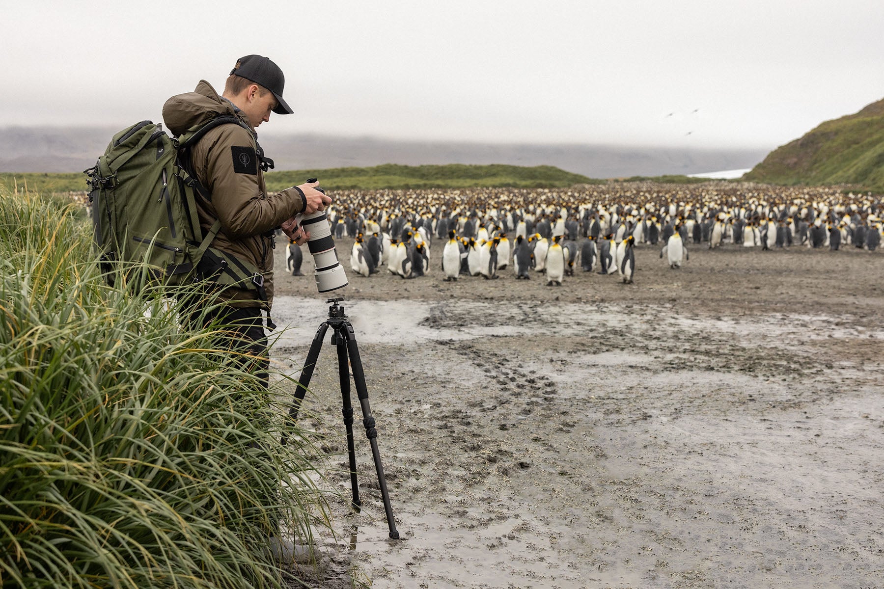 Fine Art Photographer Arrtem Shestakov capturing penguins in Antarctica.