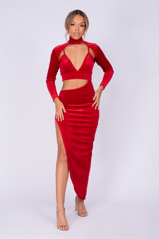 Lori Plum Velvet Corset Bardot Ruched Midi Velvet Dress – Nazz Collection