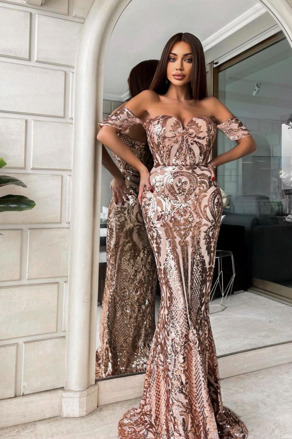 Rose gold deals fishtail dress