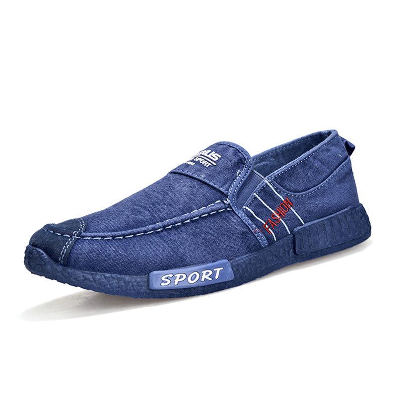 men washed canvas comfy soft sole slip on casual shoes