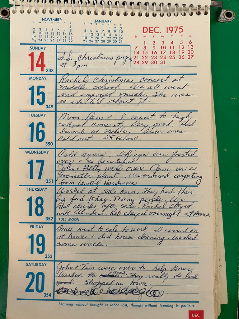 Ranch Diary Dec 14, 1975.