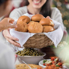 Bread being offered during Christmas dinner