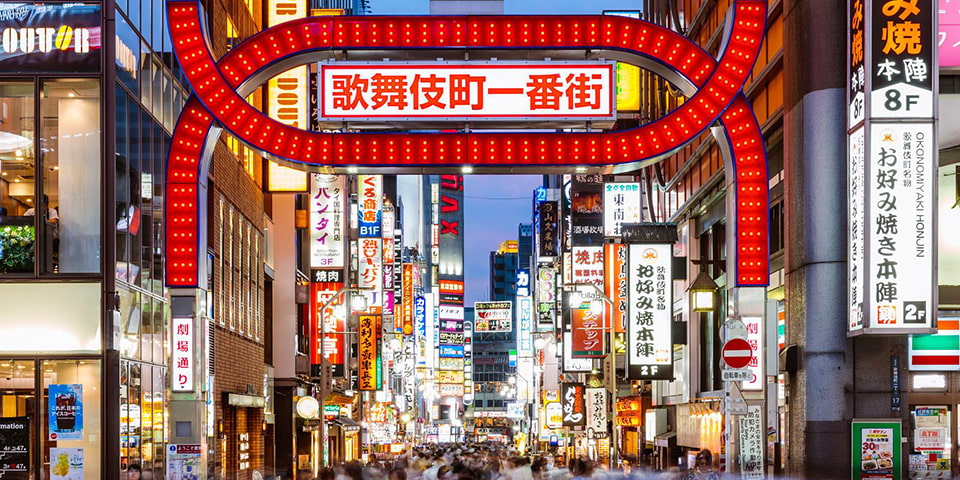 Kabukicho, the red light district of Tokyo, occupied by the yakuza