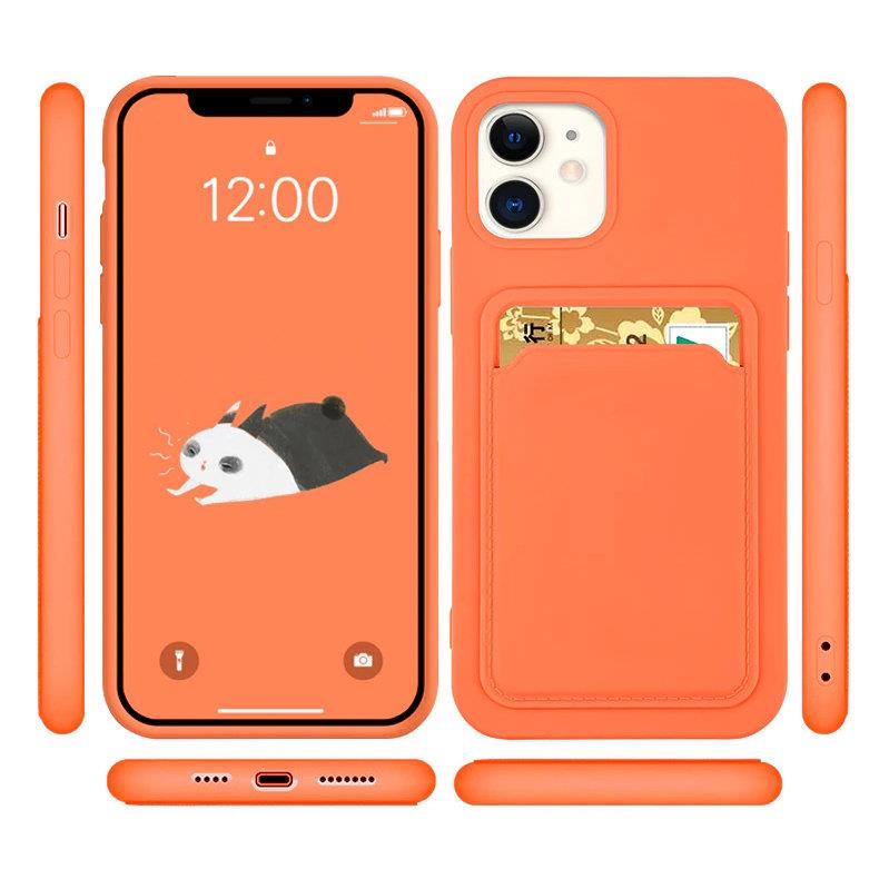 Verdienen Wig Interpersoonlijk TeleGreen iPhone 13 Oranje Card Case siliconen portemonnee hoesje met –  David Telecom