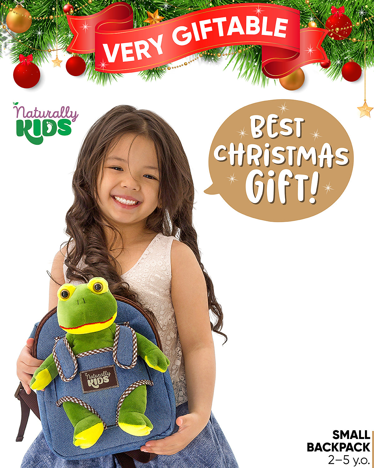 Puzzled Frog 6-Inch Soft Stuffed Plush Big-Eye Backpack Clip