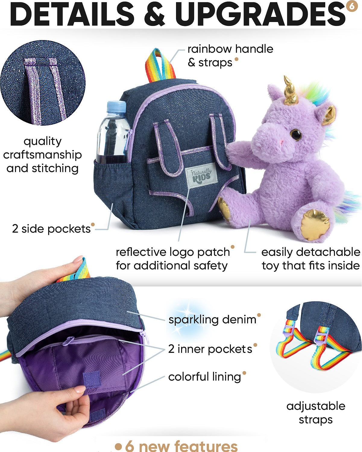 🦄 Unicorn Toys on a Unicorn Backpack — unicorn gifts for Christmas 🎅🏽 –  Tagged white– 🦖 Naturally KIDS backpacks with plush dinosaur toys &  unicorn gifts 🦄