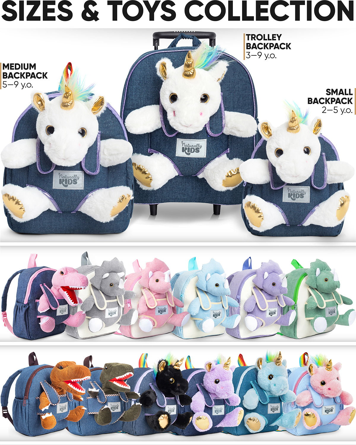 🎅🏽 Kids' Backpack with Plush Animal Toys — Christmas gifts for kids – 🦖  Naturally KIDS backpacks with plush dinosaur toys & unicorn gifts 🦄