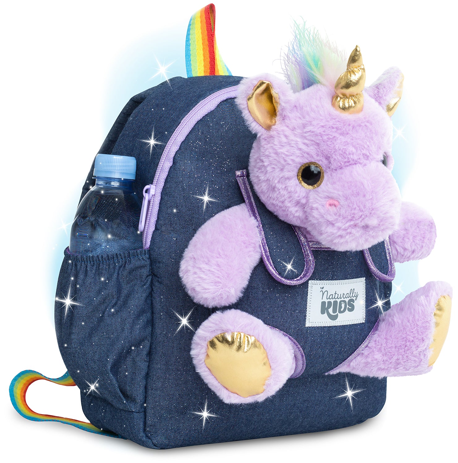 Purple Unicorn Plush Backpack 16" H 