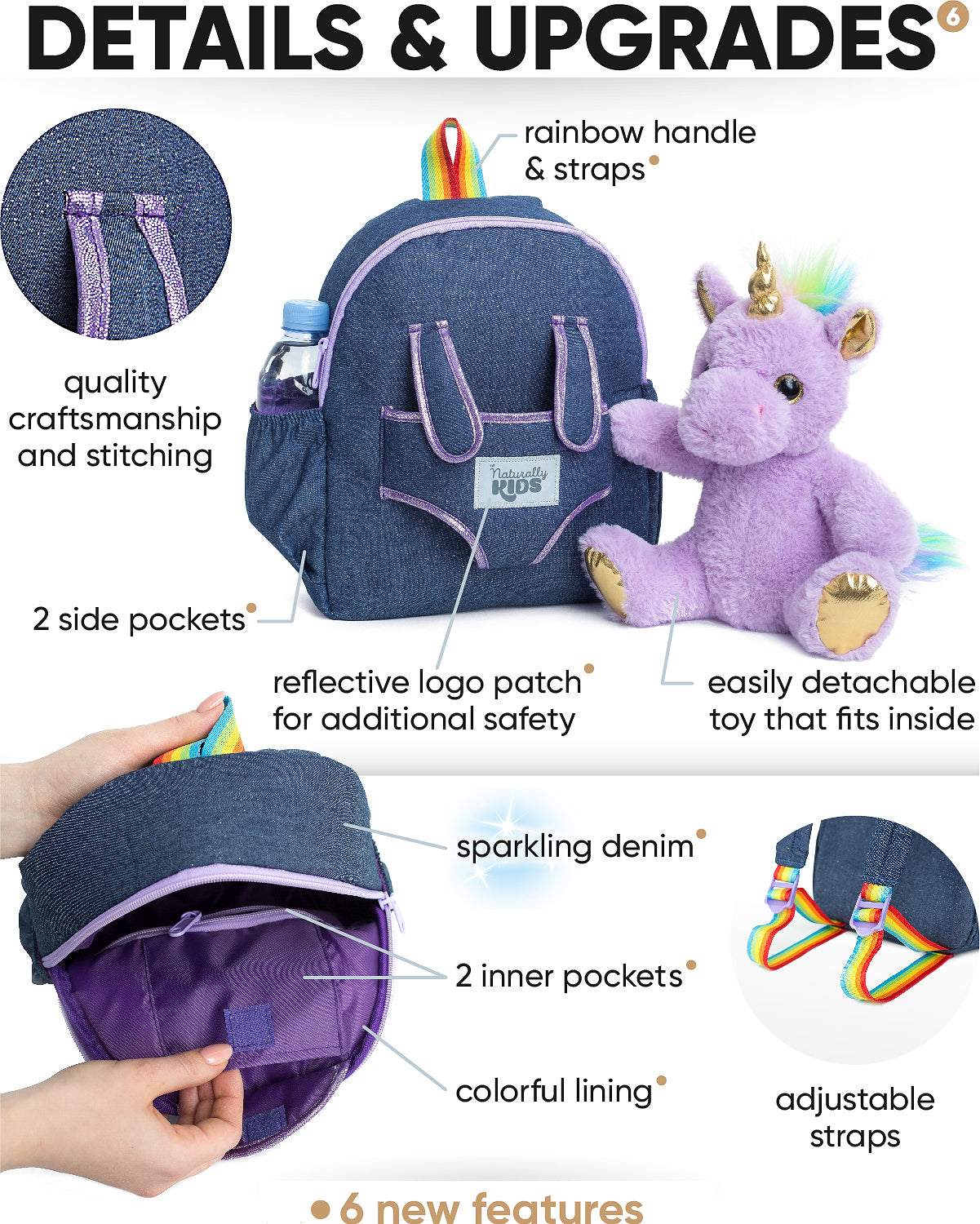 🦄 Kids' Unicorn Backpack & Plush Unicorn Toy — MEDIUM – 🦖 Naturally KIDS  backpacks with plush dinosaur toys & unicorn gifts 🦄