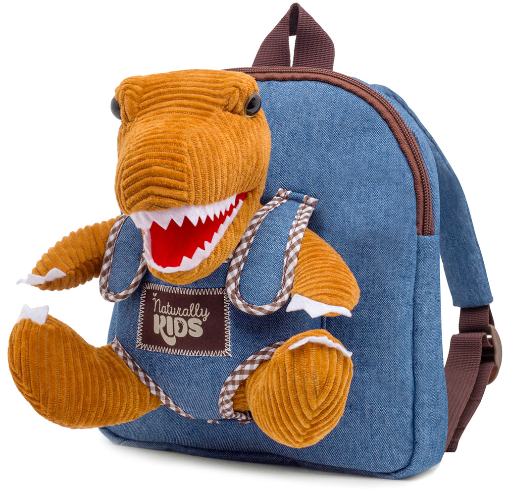 Kids' Dinosaur Backpack & Green T-Rex Plush Toy — Medium