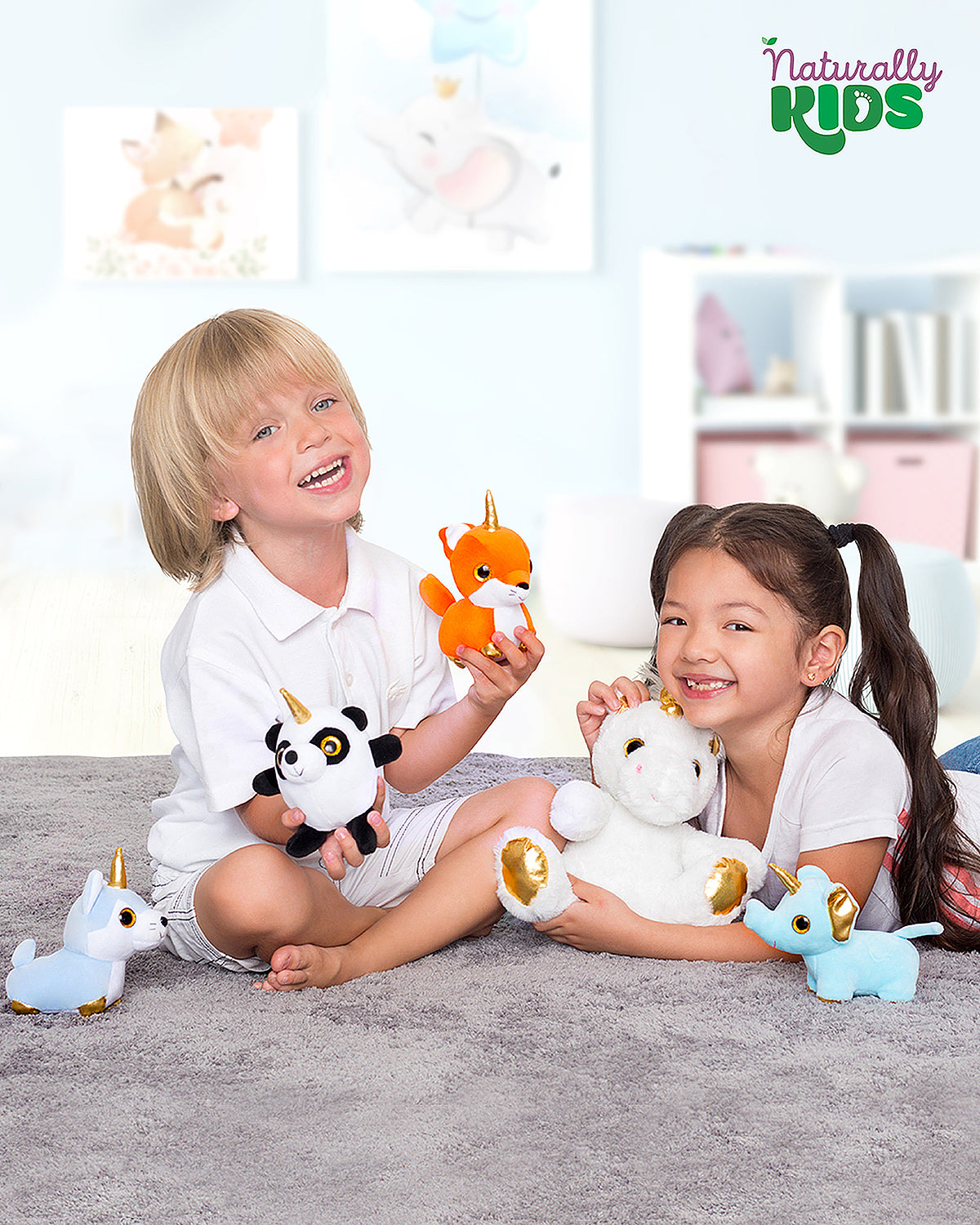 4 Plush Unicorn Toys: Cat, Fox, Elephant, Panda in A Unicorn Backpack — Stress-Relief Sensory Fidget Unicorn Gifts for Girls & Boys