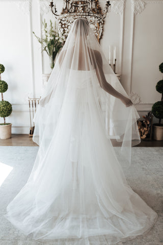 Kea Corded Lace Cathedral Bridal Veil — Hannah Kanani Bridal