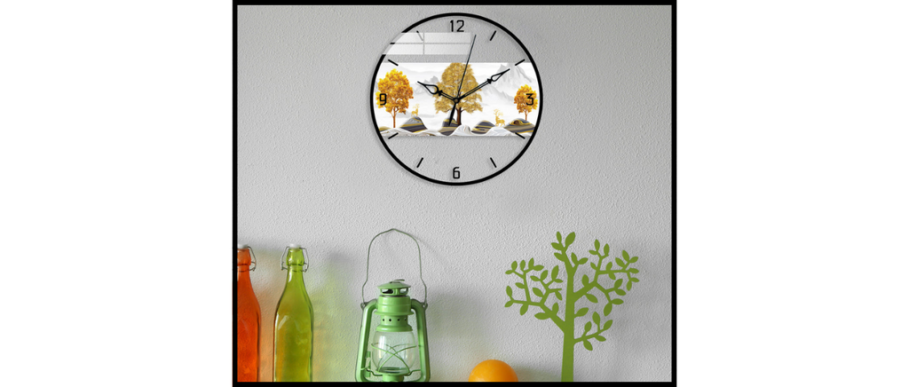 Golden Vibes Printed Acrylic Wall Clock
