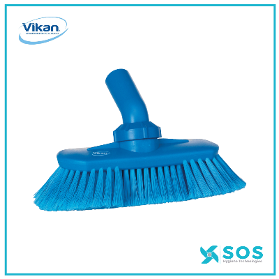 Vikan 41923 Short Handle Scrubbing Brush- Stiff, Blue