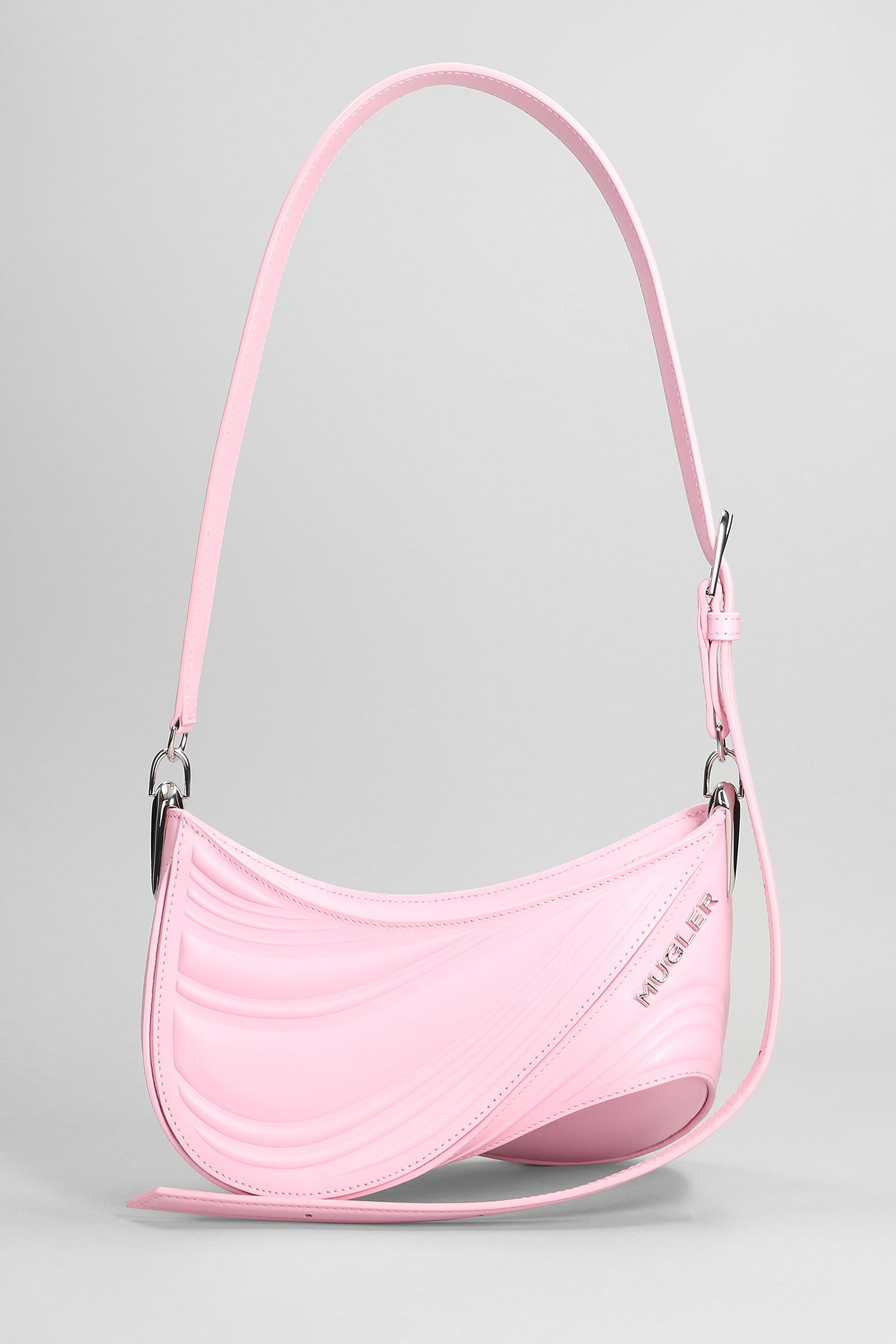 Mugler - Spiral Small Shoulder bag in rose-pink leather