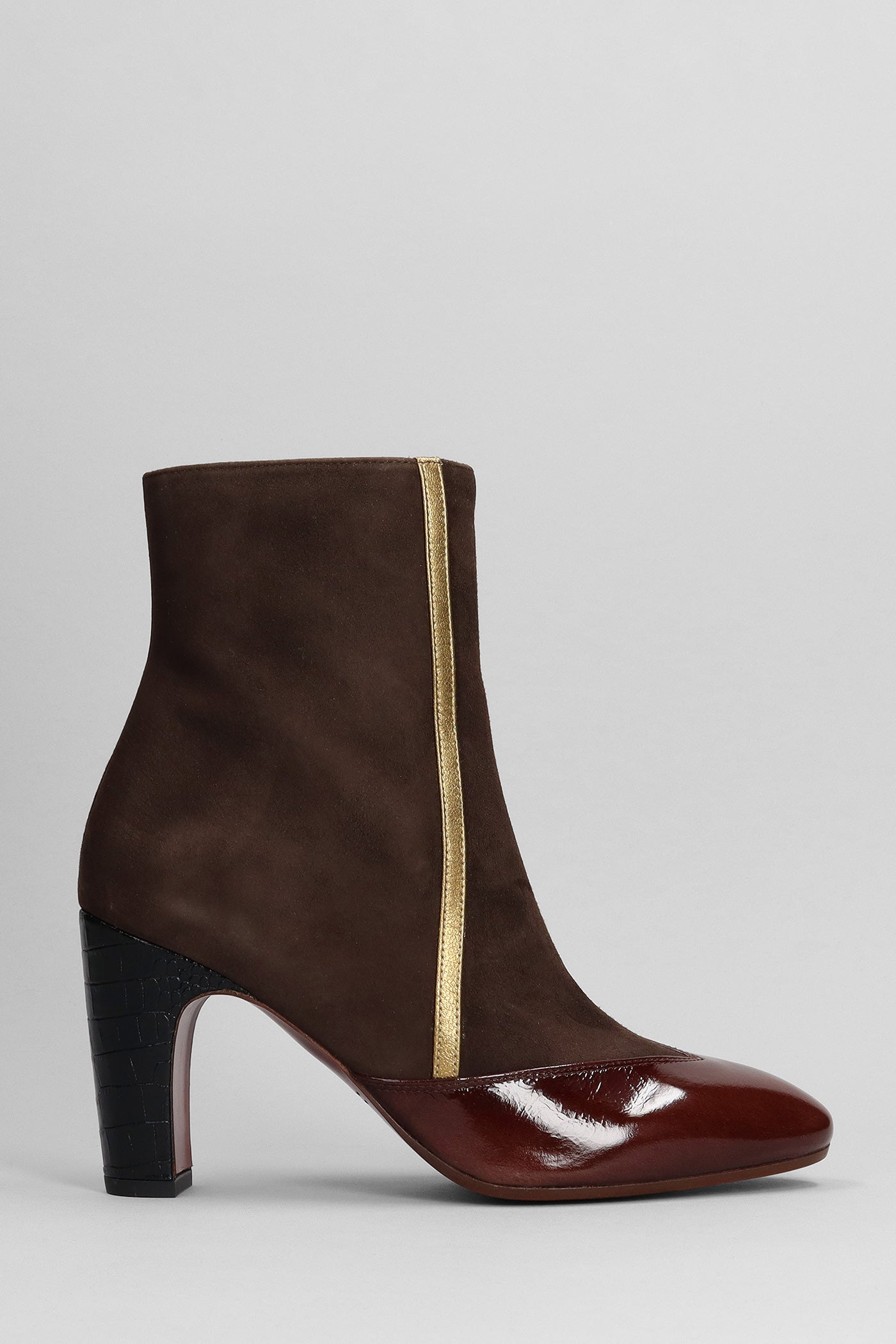 Chie Mihara - EWAN High heels Ankle boots in dark brown suede and leather