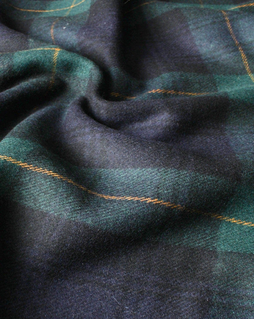 Green And Blue Checks Design Woolen Felt Fabric