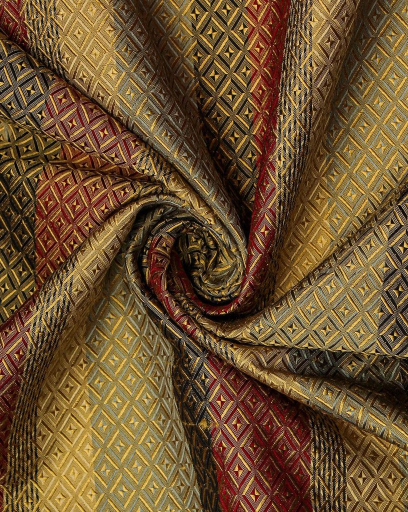 Multicolor Chevron Design Silk Jackquard Fabric