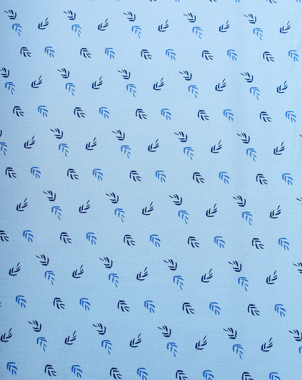 Sky Blue And Dark blue Leaf Design Cotton Print Fabric