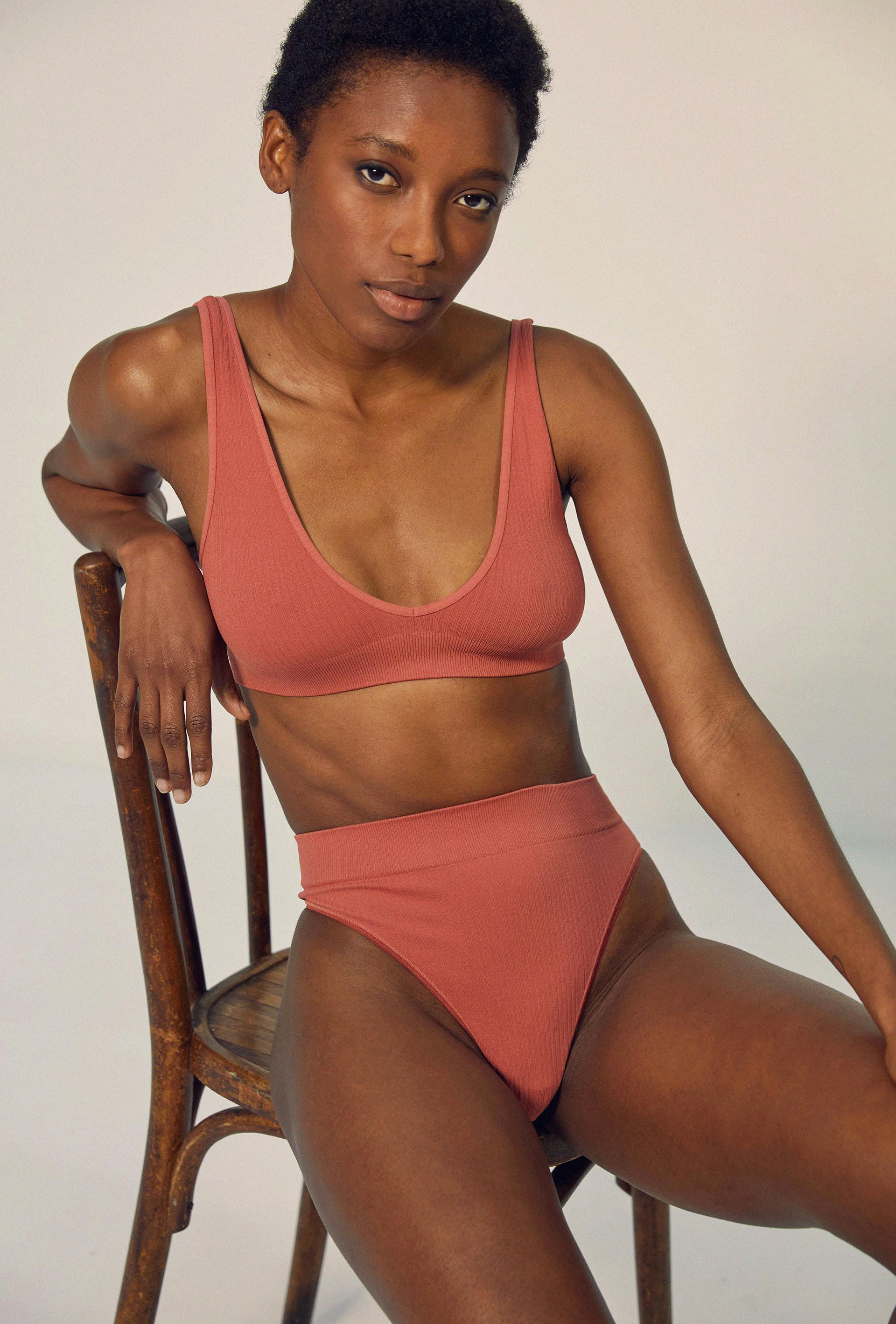 Ysé Brassière Tanga taille haute Nouveau monde Rose blush